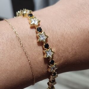 BNwoTGold and Black Star Tennis  Bracelet